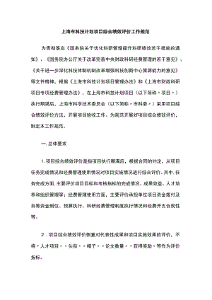 上海市科技计划项目综合绩效评价工作规范-全文及附表.docx