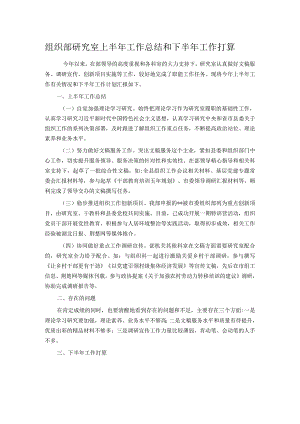 组织部研究室上半年工作总结和下半年工作打算.docx