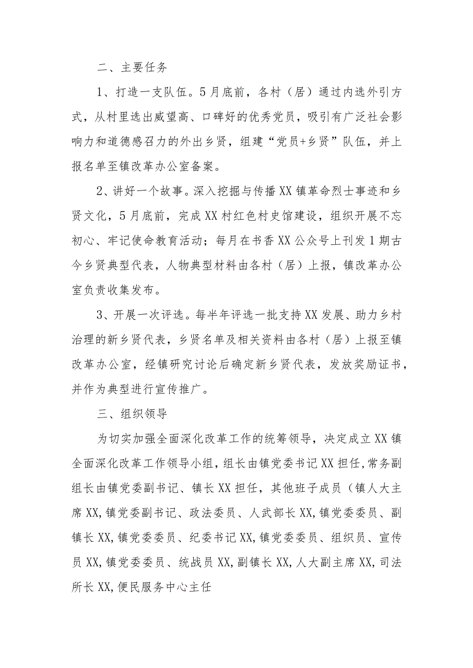 XX镇2023年“党建+乡贤”乡村治理模式实施方案.docx_第2页