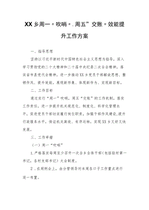 XX乡周一“吹哨”、周五“交账”效能提升工作方案.docx