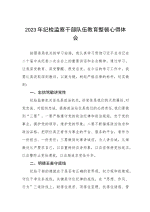 2023全国纪检监察干部队伍教育整顿的心得体会两篇.docx