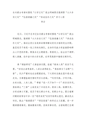 在内蒙古考察时围绕“以学正风”提出明确要求强调要“大兴务实之风”“弘扬清廉之风”“养成俭朴之风”学习心得体会3篇.docx