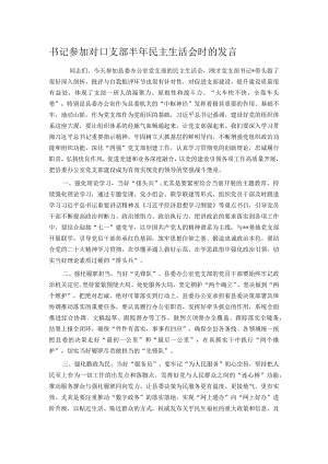 书记参加对口支部半年民主生活会时的发言.docx