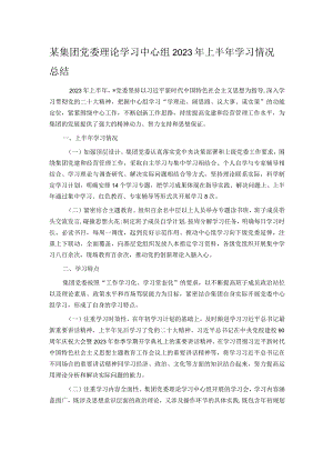 某集团党委理论学习中心组2023年上半年学习情况总结.docx