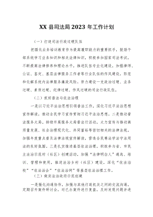 XX县司法局2023年工作计划.docx