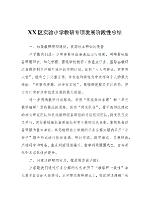 XX区实验小学教研专项发展阶段性总结.docx