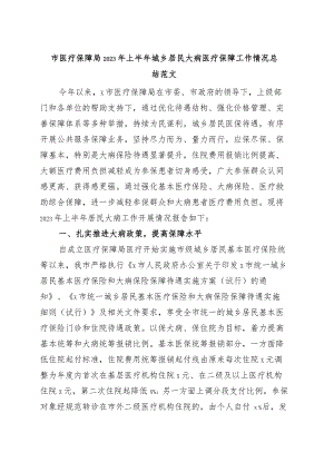 市医疗保障局2023年上半年城乡居民大病医疗保障工作总结（汇报报告）.docx