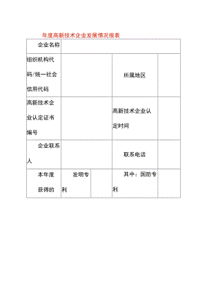 年度高新技术企业发展情况申报表模板.docx