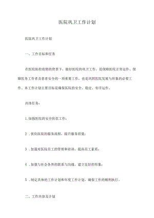 医院巩卫工作计划.docx