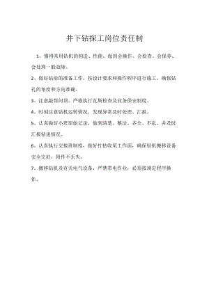 井下钻探工岗位责任制模板范本.docx