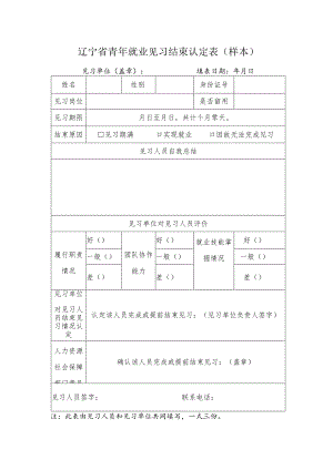 辽宁省青年就业见习结束认定表样本.docx