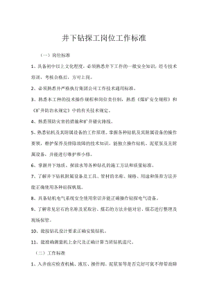 井下钻探工岗位工作标准模板范本.docx