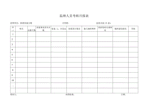 月报13表 监理人员考核月报表工程文档范本.docx