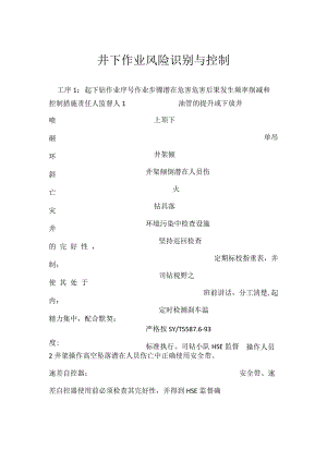 井下作业风险识别与控制模板范本.docx