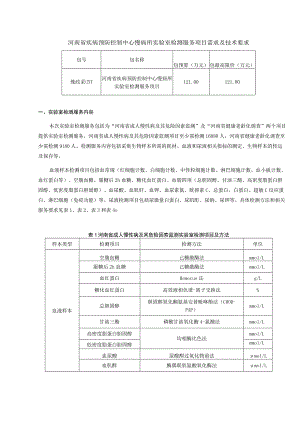 河南省疾病预防控制中心慢病所实验室检测服务项目需求及技术要求.docx