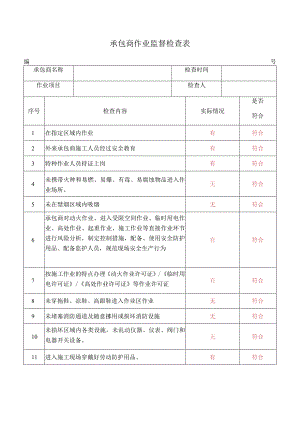 承包商作业监督检查表标准模板.docx