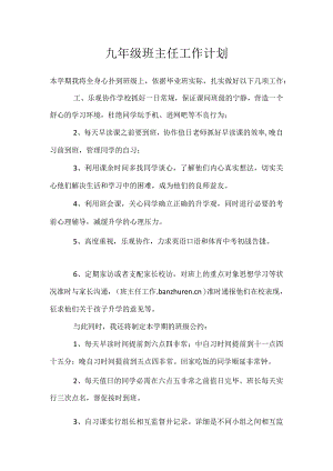 九年级班主任工作计划模板范本.docx
