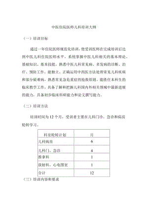 中医住院医师儿科培训大纲.docx
