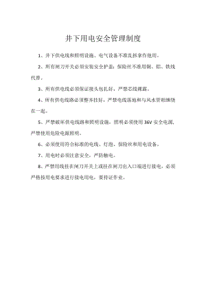 井下用电安全管理制度模板范本.docx