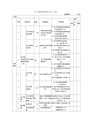 企业绩效考核26生产部经理考核评分表.docx