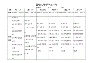 篮球队周日训练计划表模板.docx
