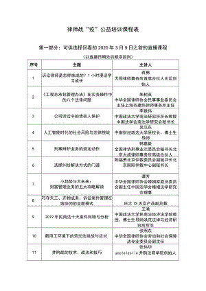律师战“疫”公益培训课程表.docx
