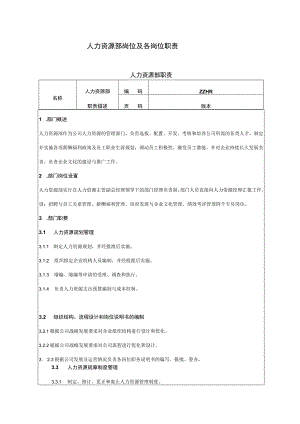 企业绩效考核09人力资源部岗位职责及考核标准.docx