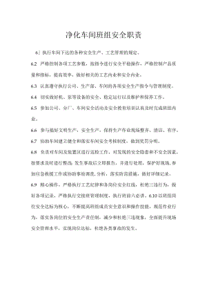 净化车间班组安全职责模板范本.docx