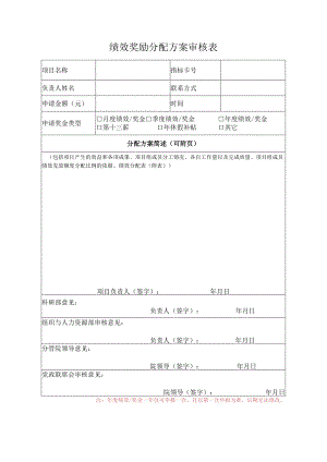 绩效奖励分配方案审核表.docx
