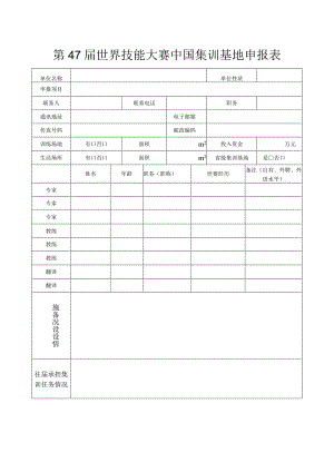 第47届世界技能大赛中国集训基地申报表.docx