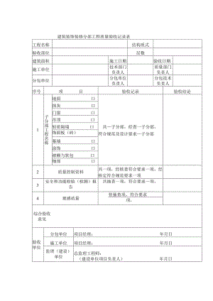 建筑装饰装修分部工程质量验收记录表.docx