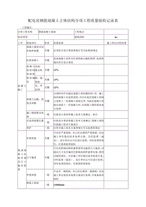 配电房钢筋混凝土主体结构分项工程质量验收记录表.docx