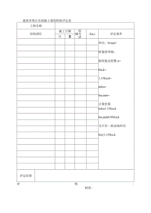 建筑非统计法混凝土强度检验评定表.docx