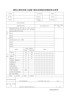 建筑土建项目施工金属门窗安装检验批质量验收记录表.docx
