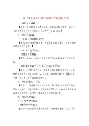 项目绩效评价报告的基本内容和模板样式.docx