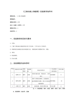《三维动画人物建模0504903105》实践教学指导书.docx