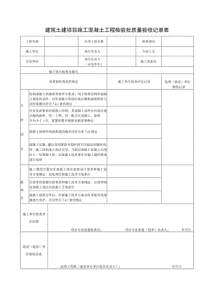 建筑土建项目施工混凝土工程检验批质量验收记录表.docx