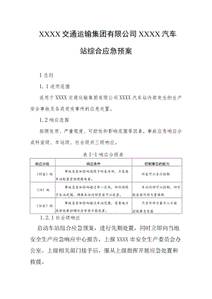 交通运输集团有限公司汽车站综合应急预案.docx