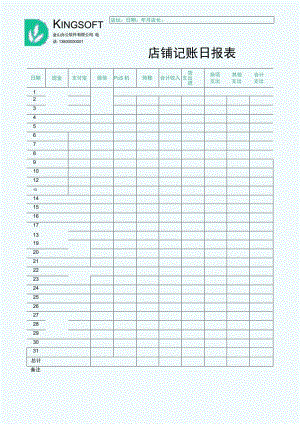 店铺经营日报表收支日记账模板.docx