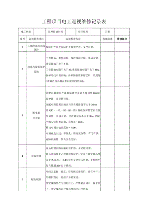 工程项目电工巡视维修记录表.docx