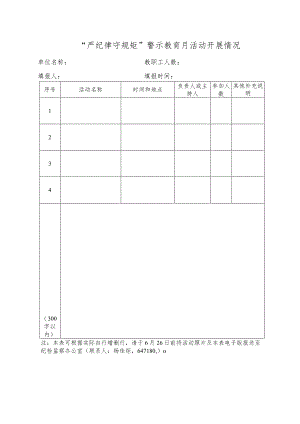 “严纪律守规矩”警示教育月活动开展情况.docx