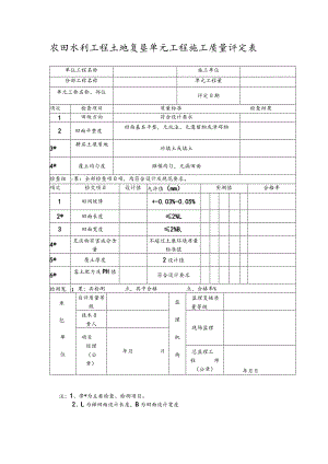 农田水利工程土地复垦单元工程施工质量评定表.docx