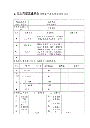 农田水利渠系建筑物砼跌水单元工程质量评定表.docx