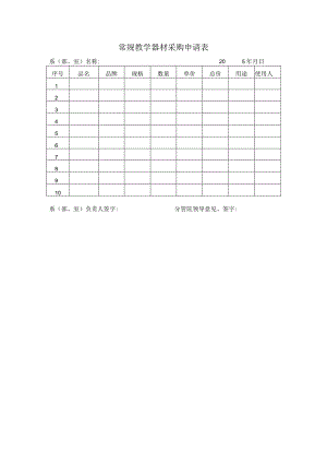 常规教学器材采购申请表系部、室名称2015年月日.docx
