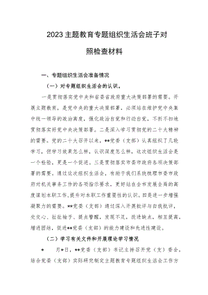 2023主题教育专题组织生活会班子对照检查材料.docx