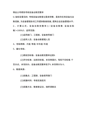 物业公司绩效考核设备台账完整率.docx
