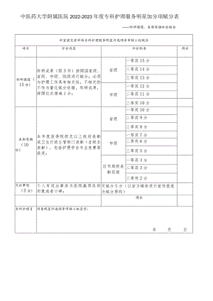 中医药大学附属医院2022—2023年度专科护理服务明星加分项赋分表1-1-6.docx