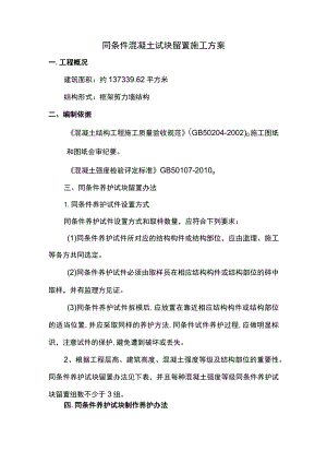 同条件砼试块留置施工方案.docx