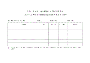 首届“星城杯”青年科技人才创新创业大赛第十八届大学生科技创新创业大赛推荐项目清单.docx