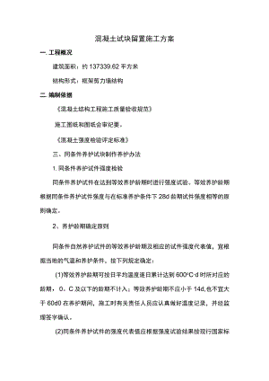 混凝土试块留置施工方案.docx
